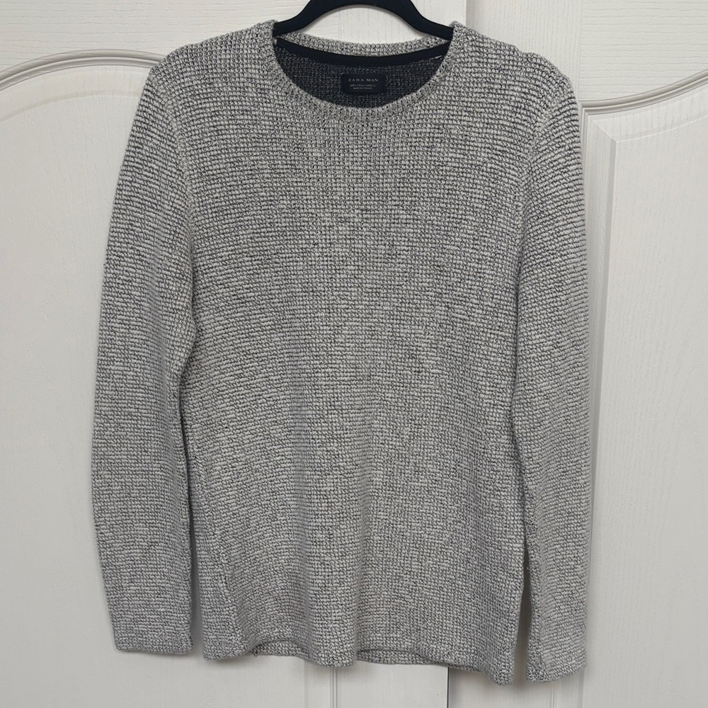 Zara Grey Crewneck Knit Sweater